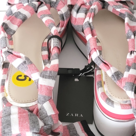 Zara Abierto Tac Tie Strap Platform Sandals. - Picture 11 of 11